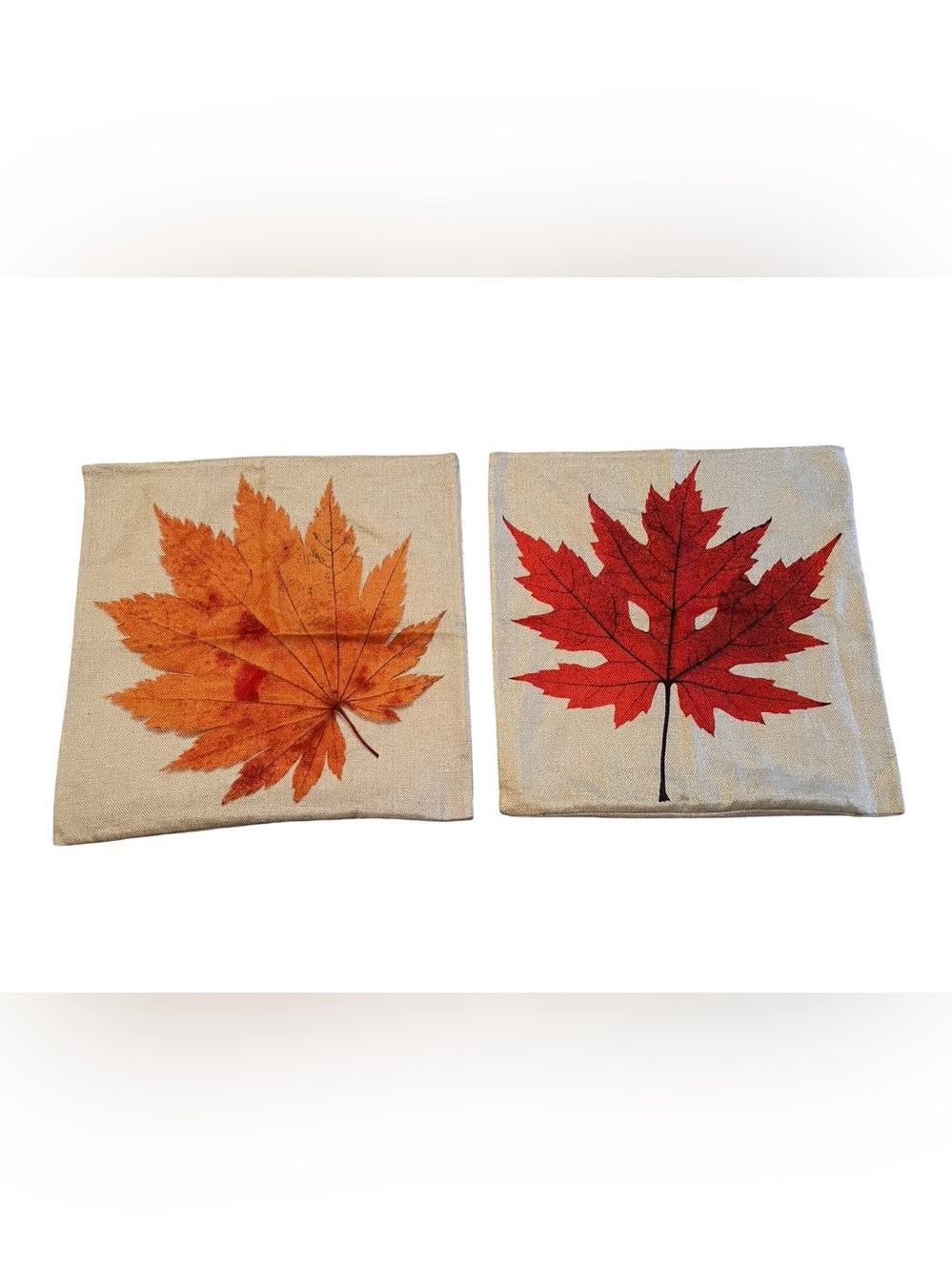 Autumn Fall Leaf Throw Pillow Covers - Orange -17”x17”